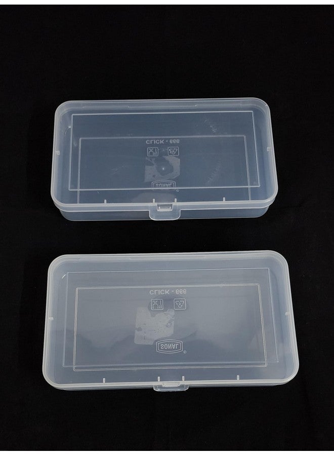 CSM Jewellery Case Organiser, Rectangular Plastic Storage Box For Medicines, Stationery, Cosmetics, Pack of 2, Transparent - Image 1