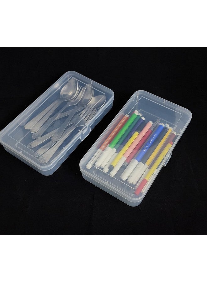 CSM Jewellery Case Organiser, Rectangular Plastic Storage Box For Medicines, Stationery, Cosmetics, Pack of 2, Transparent - Image 4