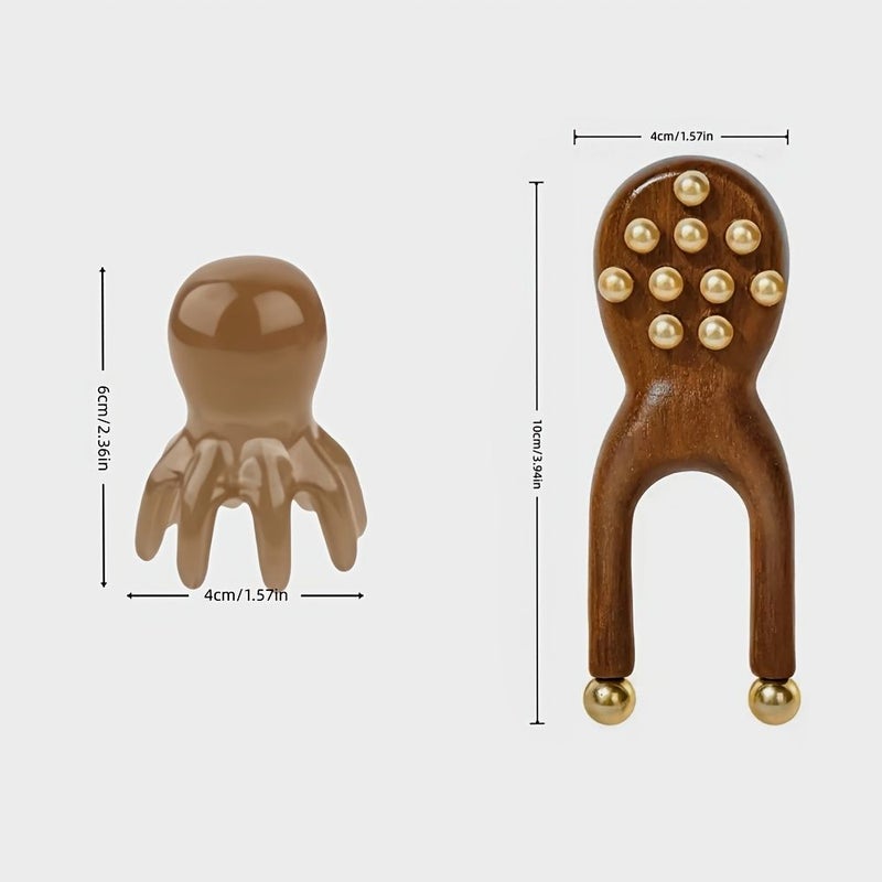 2Pcs Octopus Head Massage Tool Brass Bead Facial Massager For Head Face Eyes Nose And Ears Massage - Image 3