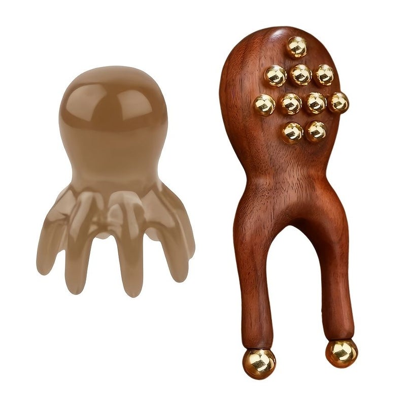 2Pcs Octopus Head Massage Tool Brass Bead Facial Massager For Head Face Eyes Nose And Ears Massage - Image 1