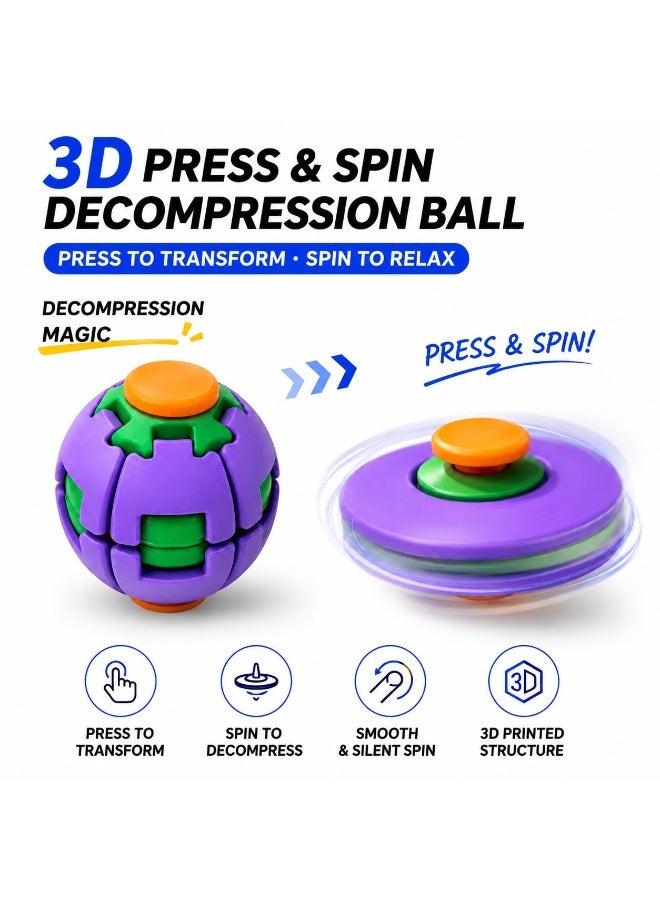 Western Mountains 3D Printed Press-Rotating Fidget Spinner Toy, Mechanical Kinetic Desk Toy for Stress & Anxiety Relief, Unique Sensory Press-to-Spin Fidget Toy for Adults, Cool Gadgets Gift (Purple) - Image 3