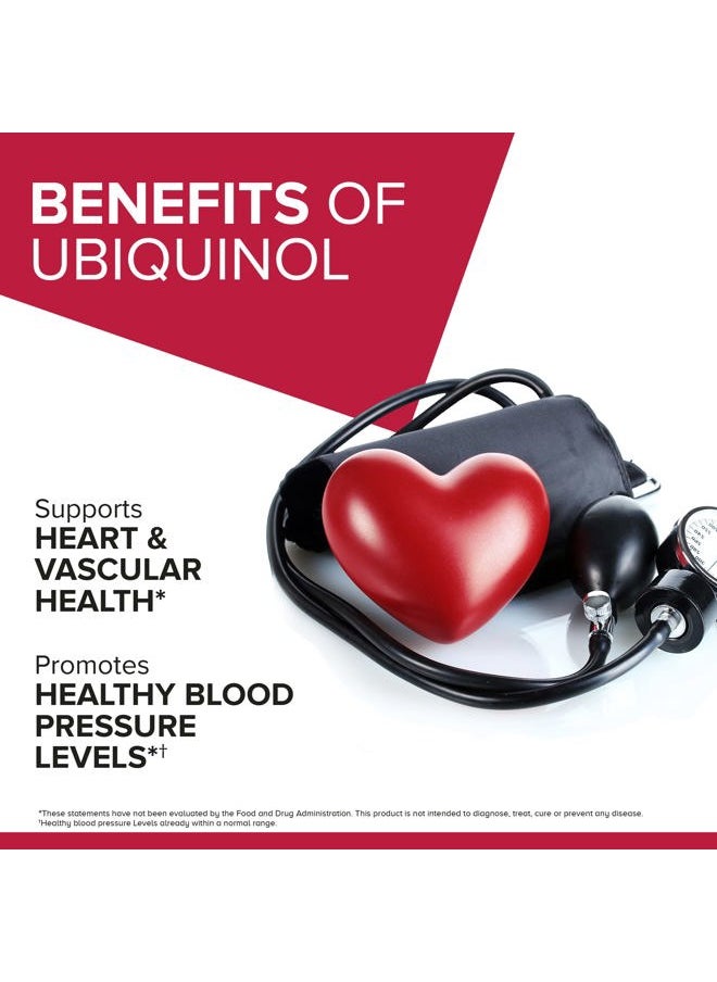 Qunol Mega Ubiquinol 100mg CoQ10, Superior Absorption, Patented Water and Fat Soluble Natural Supplement Form of Coenzyme Q10, Antioxidant for Heart Health, 100 Count Softgels  - Image 3