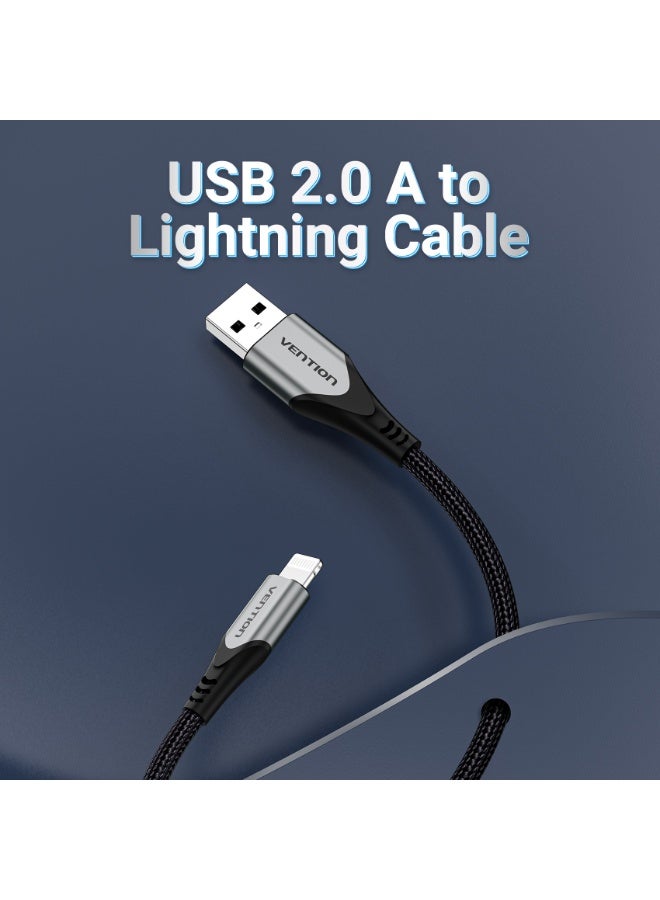 VENTION USB 2.0 A to Lightning Cable  Gray Aluminum Alloy Type Model # LABHF - Image 2