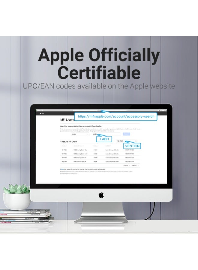 VENTION USB 2.0 A to Lightning Cable  Gray Aluminum Alloy Type Model # LABHF - Image 3