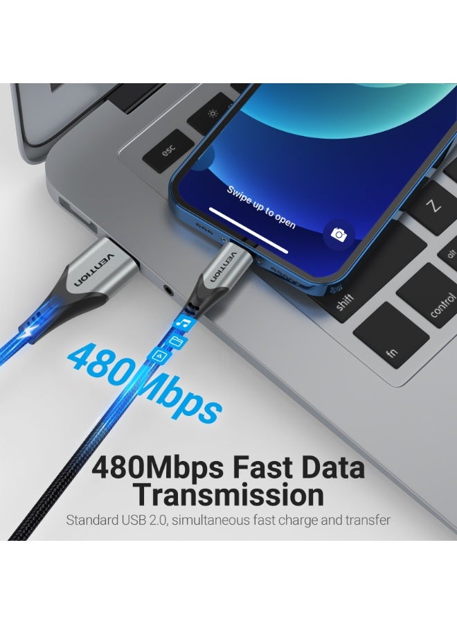 VENTION USB 2.0 A to Lightning Cable  Gray Aluminum Alloy Type Model # LABHF - Image 4
