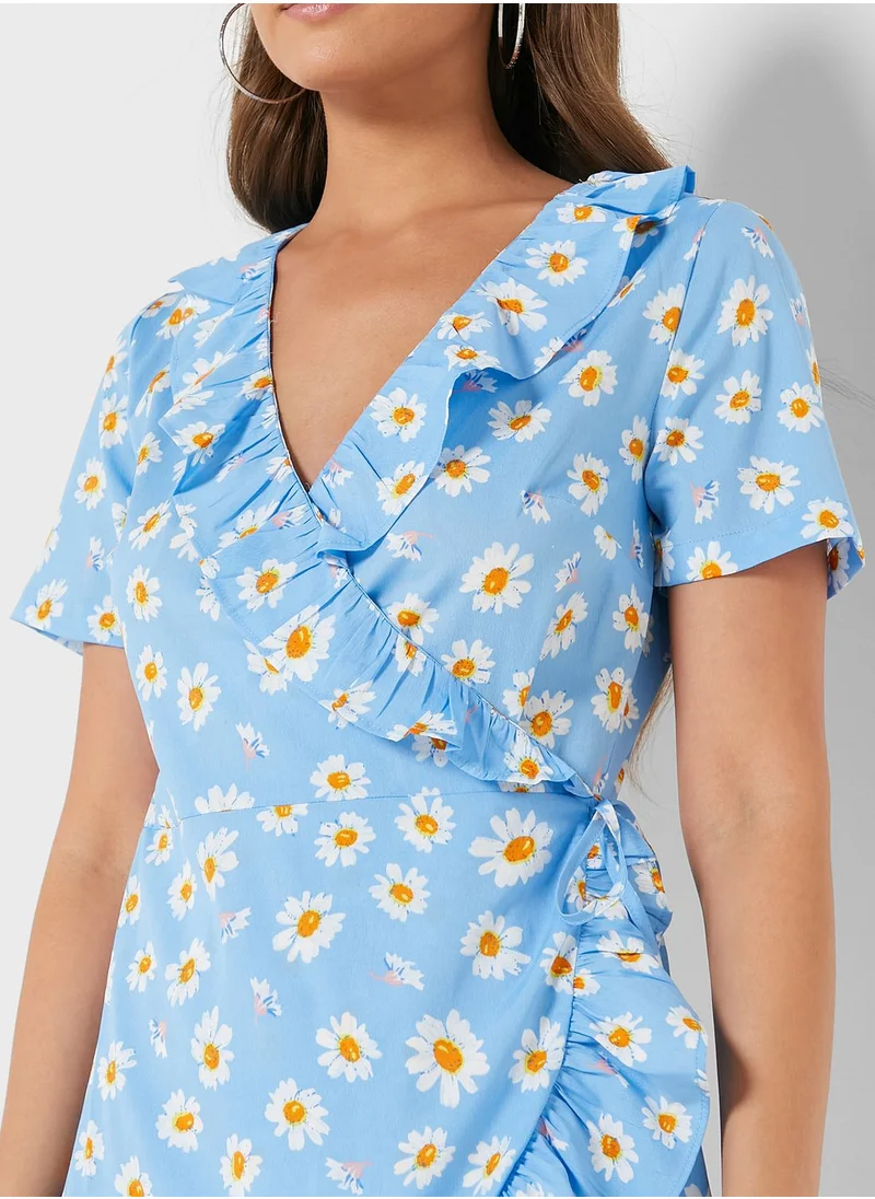 NOISY MAY Printed Ruffle Detail Dress