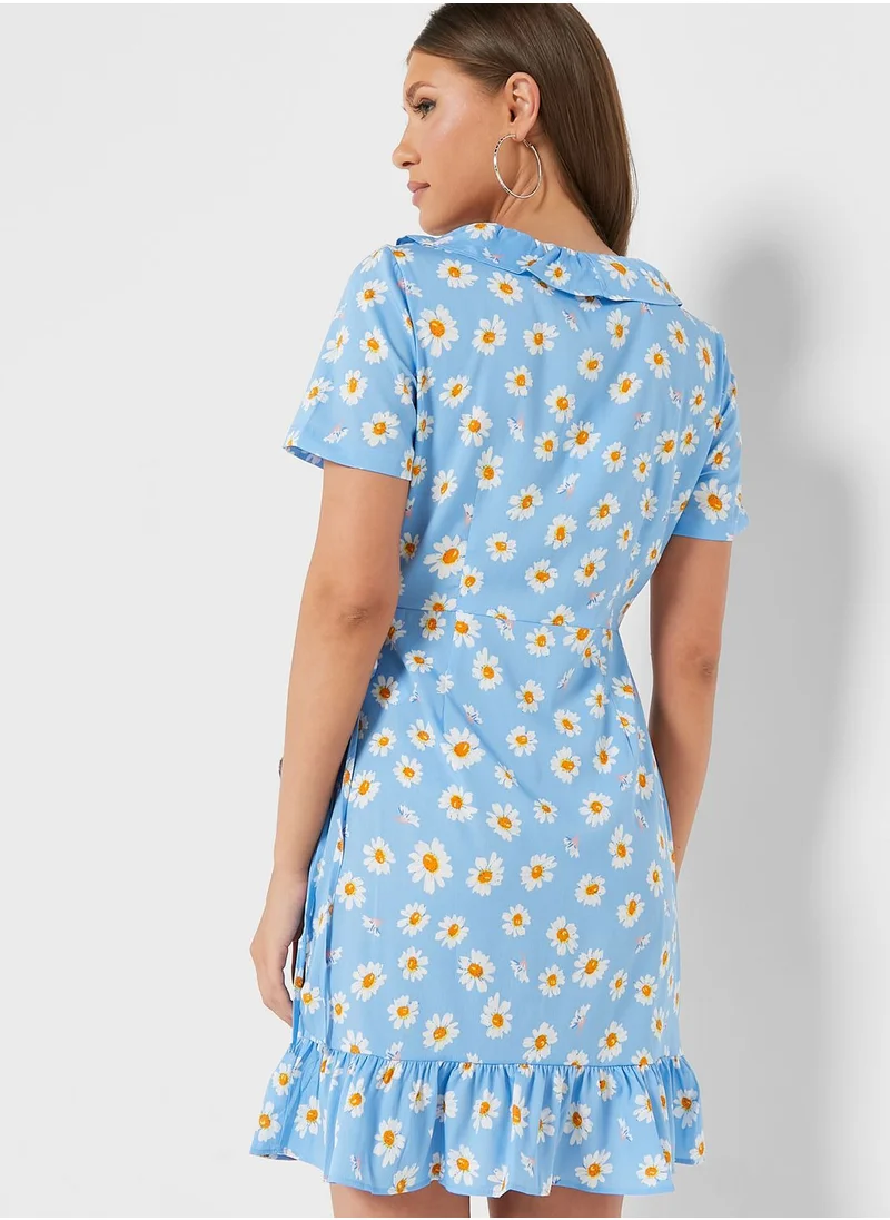 NOISY MAY Printed Ruffle Detail Dress