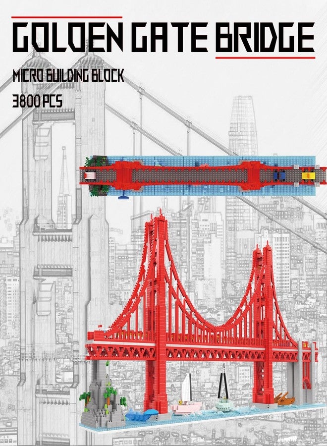 HONLANCH Golden Gate Bridge Micro Building Blocks Set （3800 Pieces）,Landmark Architecture Gift for Adult and Kid - Image 3