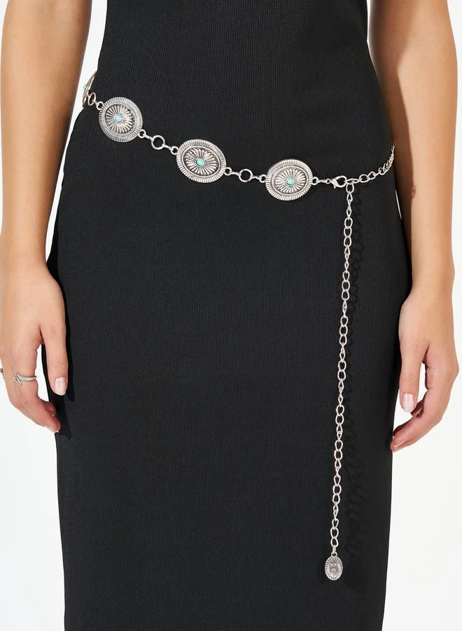 Styli Textured Metal Chain Belt