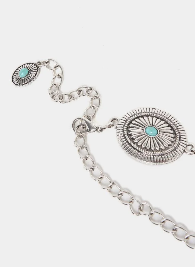Styli Textured Metal Chain Belt