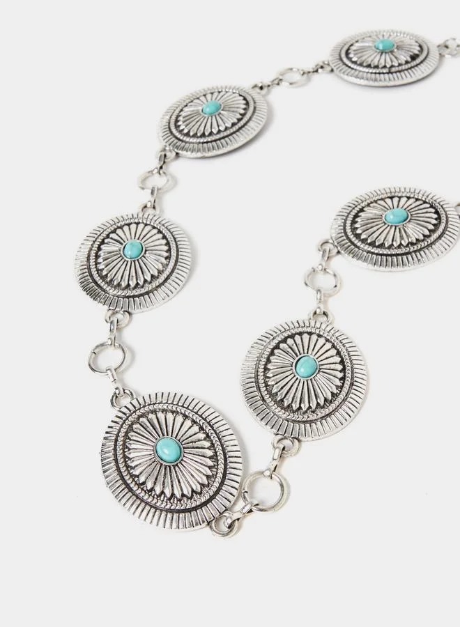 Styli Textured Metal Chain Belt