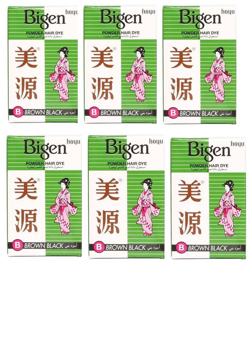 Bigen Powder Hair Dye Color Brown Black 6grams (Pack of 6) - Image 1