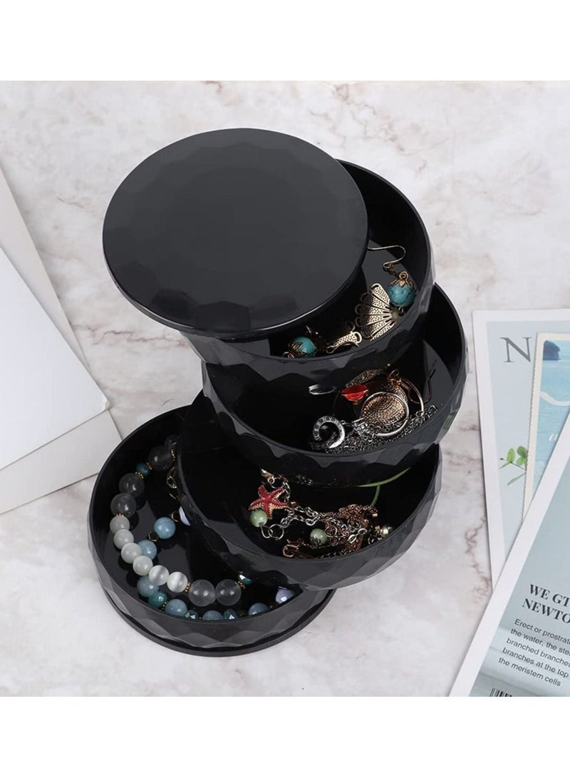 4 Tier 360° Rotatable Jewelry Organizer Box Black  - Image 3