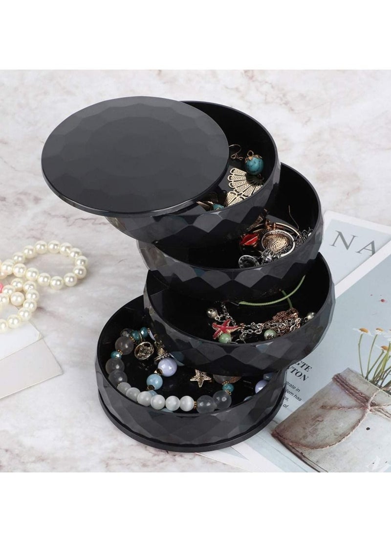 4 Tier 360° Rotatable Jewelry Organizer Box Black  - Image 4