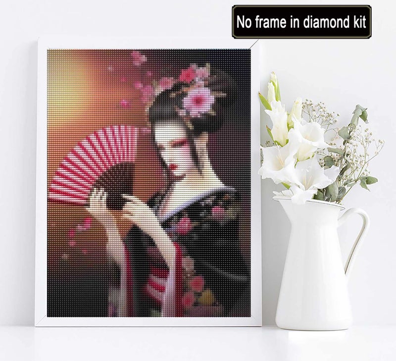 Diymood DIY 5D Diamond Painting Kits for Adults Japanese Geisha - Diamond Art Kits for Adults Woman | Full Drill Round | Mosaic Picture | Beginner | Home Wall Decor | 12x16inch - Image 4