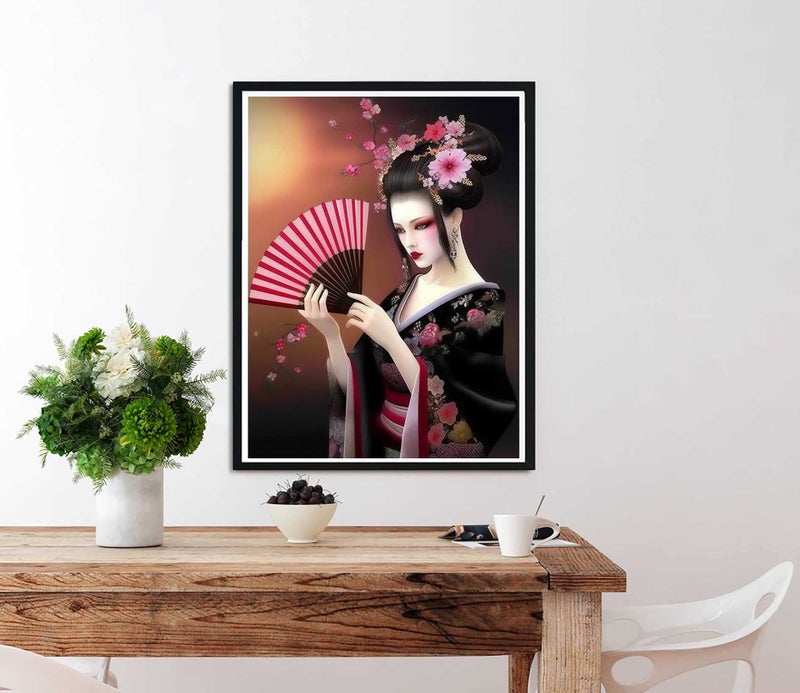 Diymood DIY 5D Diamond Painting Kits for Adults Japanese Geisha - Diamond Art Kits for Adults Woman | Full Drill Round | Mosaic Picture | Beginner | Home Wall Decor | 12x16inch - Image 2