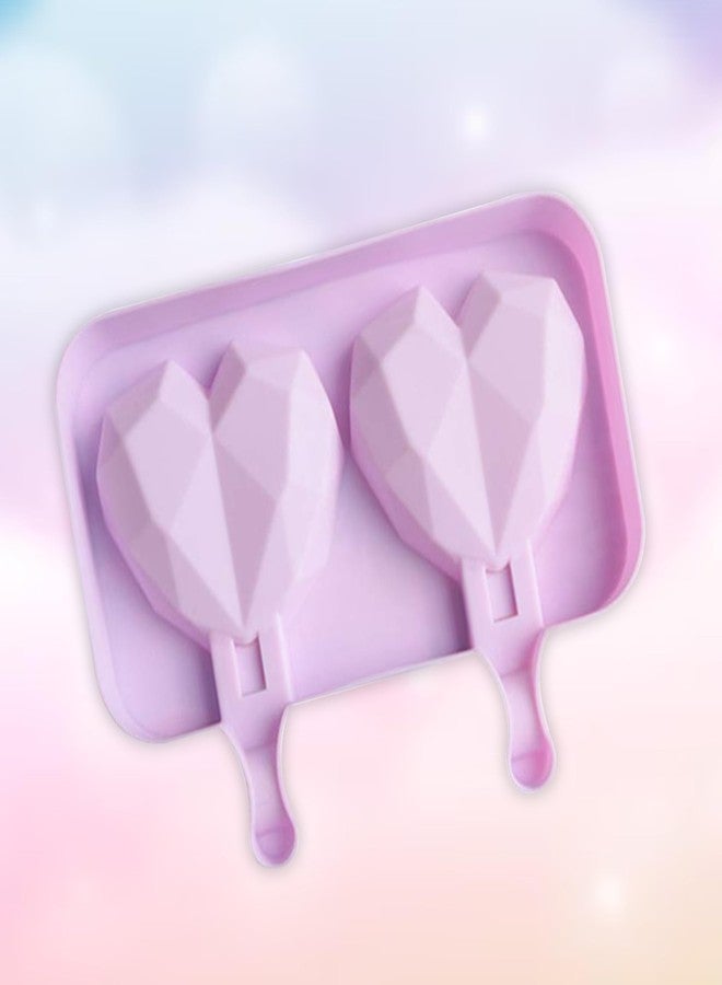 MoldBerry 2 in 1 Diamond Heart Pinata Cakesicle Mould with Wooden Sticks 2 Cavity Silicone Popsicle Reusable Ice Pop Makers Ice Cream Kulfi Candy Ice Lolly Mold for Children & Adults Pack of 1 - Image 4