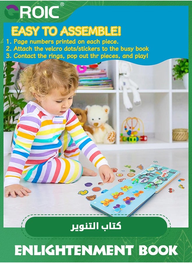 GROIC كتاب هادئ مكون من قطعتين، كتاب مشغول، ألعاب ما قبل المدرسة للأطفال، ألعاب نشاط مونتيسوري، لعبة التعلم المبكر، كتاب تعليم حسي للأطفال الصغار يطور المهارات الحركية الدقيقة  - Image 5