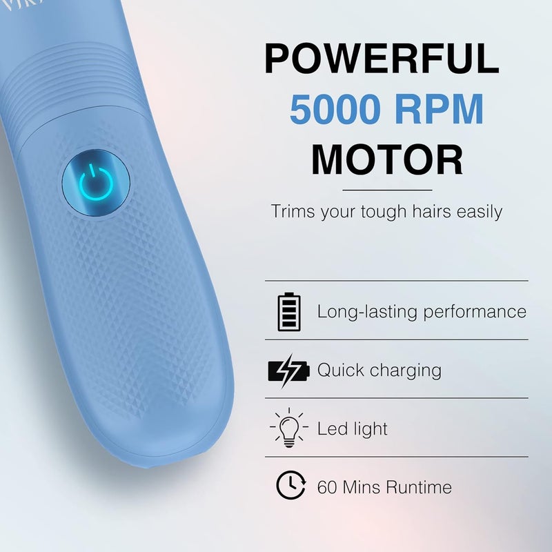 VIKICON Bikini Trimmer for Women: Painless Electric Pubic/Leg Shaver w/Light, Ceramic Hypoallergenic Blade, Waterproof Cordless Razor for Sensitive Skin, Travel-Ready Body Groomer, Gift for Her - Image 4