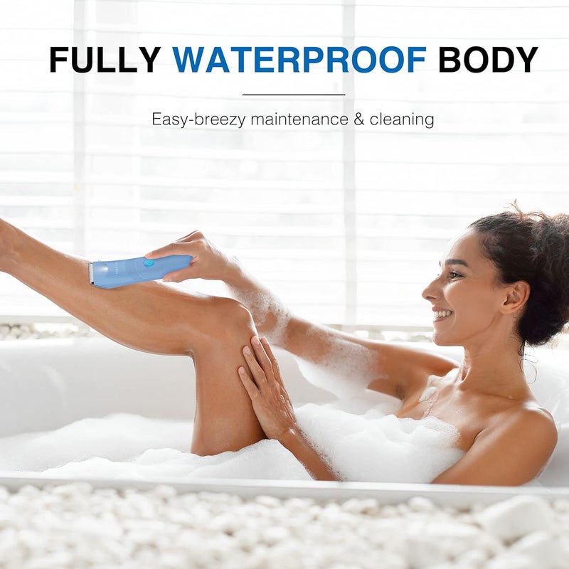 VIKICON Bikini Trimmer for Women: Painless Electric Pubic/Leg Shaver w/Light, Ceramic Hypoallergenic Blade, Waterproof Cordless Razor for Sensitive Skin, Travel-Ready Body Groomer, Gift for Her - Image 2