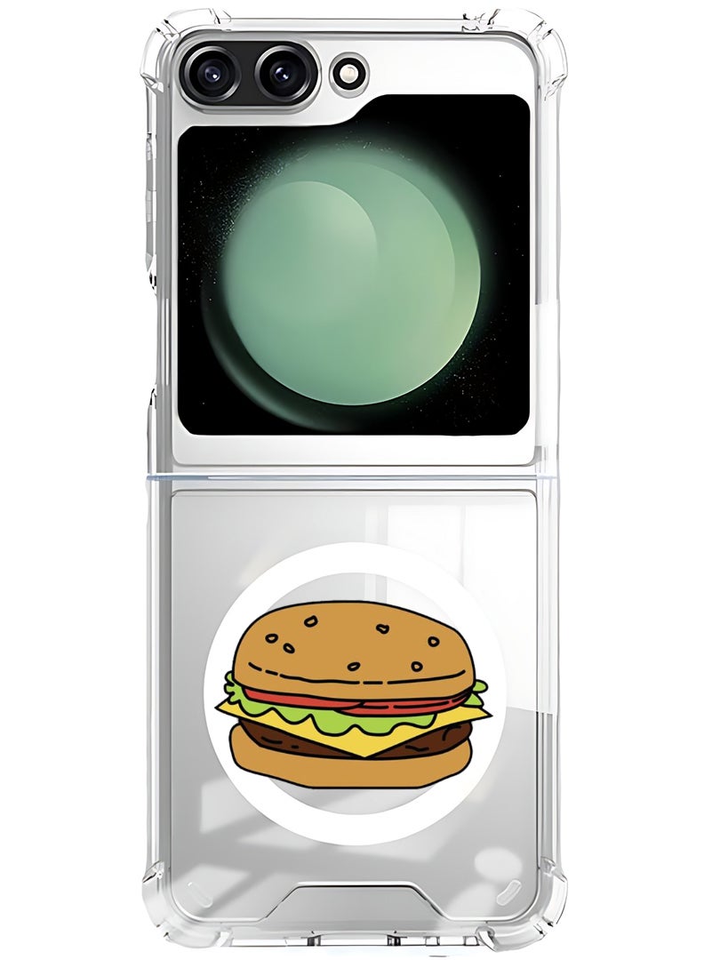 Theodor Magnetic Case for Samsung Galaxy Z Flip 6 Compatible with MagSafe Wireless Charging, Shockproof Phone Bumper Cover Burger - Image 1