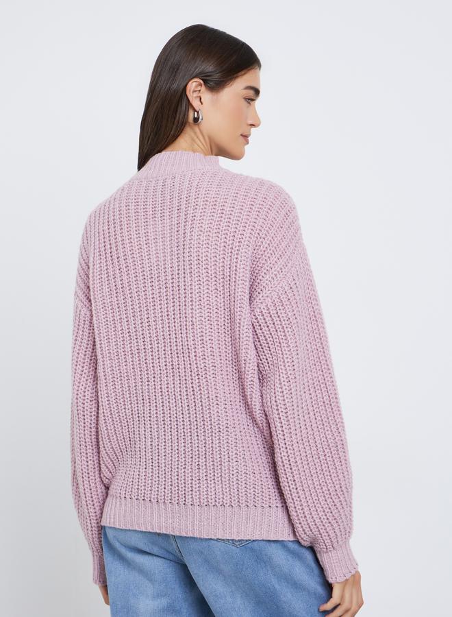 Styli Pink High Neck Chunky Knit Sweater - Image 5