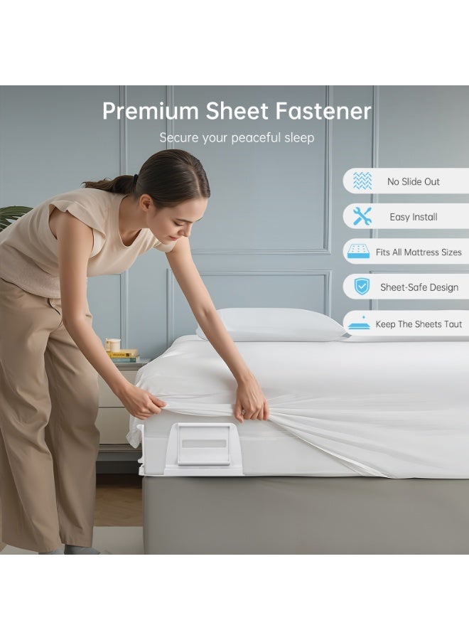 Pepisk Bed Sheet Holder with Clips Lock, Open Corner Fitted Bedsheet Holders with Enhanced Straps for Twin, Full, Queen, King Size Mattress, Keep Sheets Firm and Tight, No More Loose Sheets(Transparent card ) - Image 5