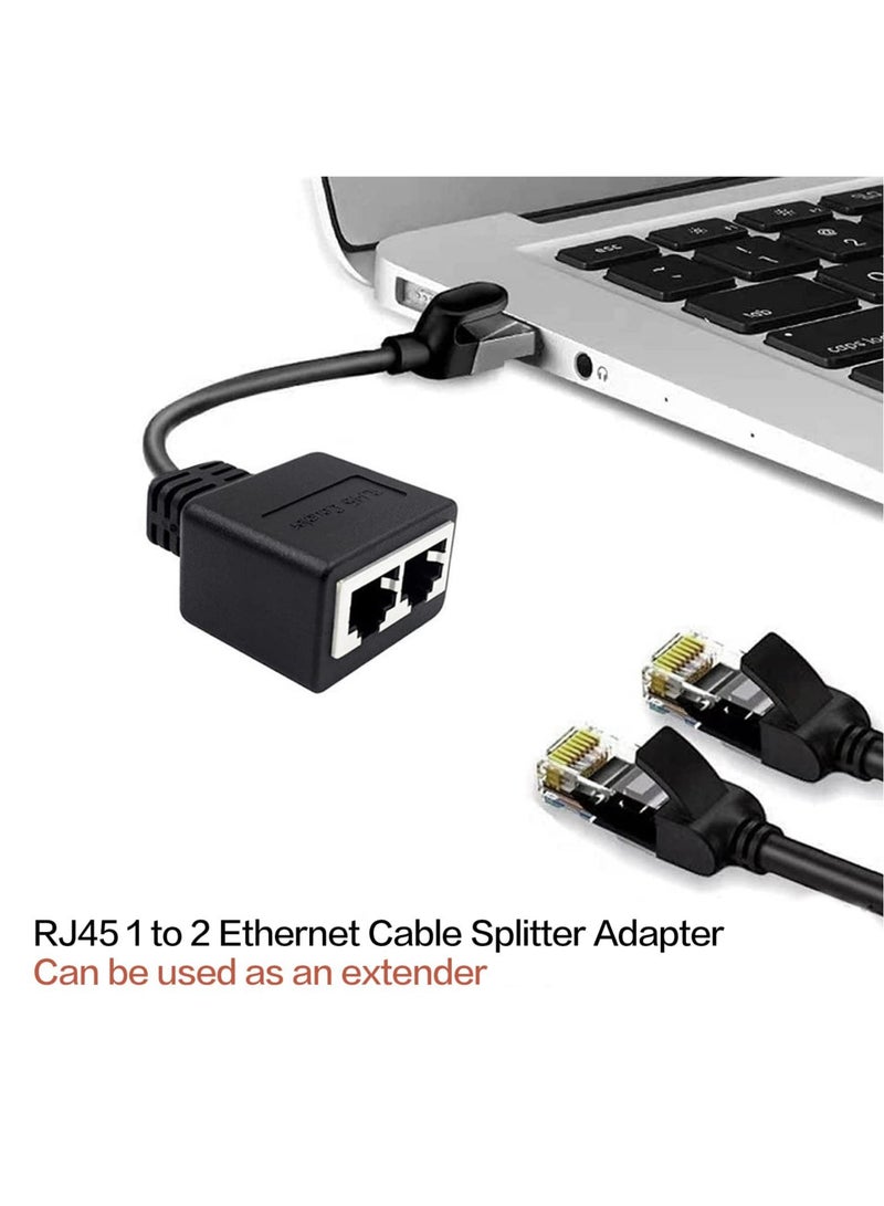 Excefore Ethernet Splitter, RJ45 LAN Ethernet Socket Connector Adapter, Tuliyet 1 Male to 2 Female Network Adapter for Super Cat5 and Cat5e and Cat6 LAN Ethernet Cable Splitter , Black - Image 2