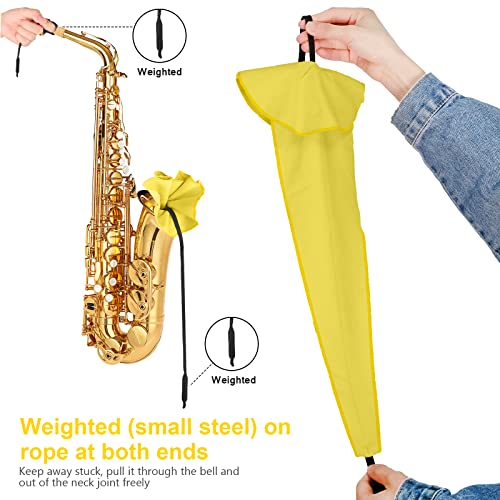 Eison Saxophone Cleaning Kits with Case for Sax and Clarinet Flute Trumpet Instruments,8PCS Saxophone Mouthpiece Cushion,Mouthpiece Brush Microfiber Cleaning Cloth（Yellow） - Image 2
