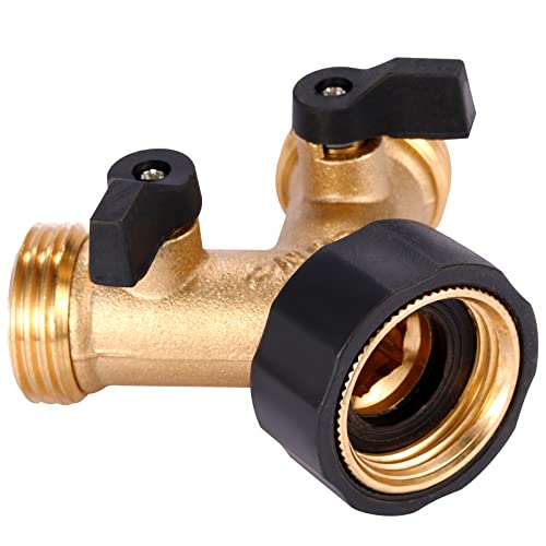 Sanpaint Garden Hose Splitter 2 Way Heavy Duty, Y Connector Brass Garden Hose Adapter, 2 Pack Hose Bib Splitter with 4 Extra Rubber Washers - Image 4