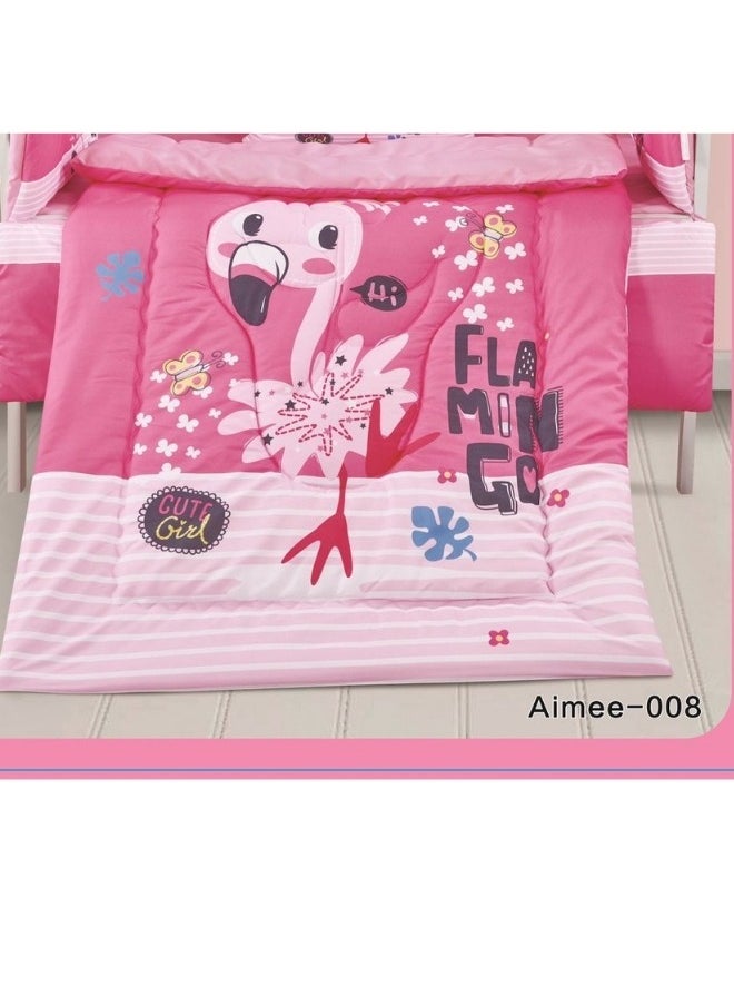 سمارت هوم طقم مفارش سرير أطفال ، مفرش حواجز طقم مكون من لحاف اطفال مقاس 90X145 سم شرشف مطاط 110X160 سم مخده مقاس 35X45 سم حواجز مقاس 33X130 سم حواجز مقاس 33X330 سم  - Image 5