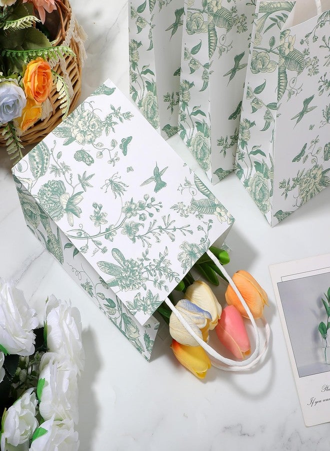 AojSup 48 Pcs Sage Green Gift Bags with Handles, Vintage Floral Gift Bags, Paper Party Favor Pouches for Wedding Birthday Baby Shower Decorations(5.9 x 3.1 x 8.3 inches - Image 4