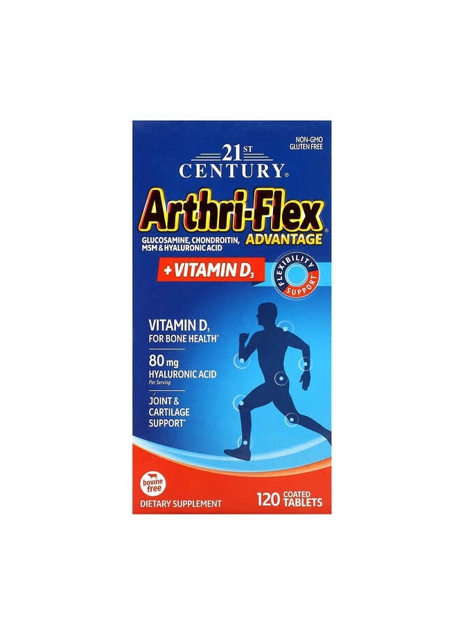 القرن الحادي والعشرون القرن الحادي والعشرين، Arthri-Flex Advantage + فيتامين D3، 120 قرصًا مغلفًا - Image 1