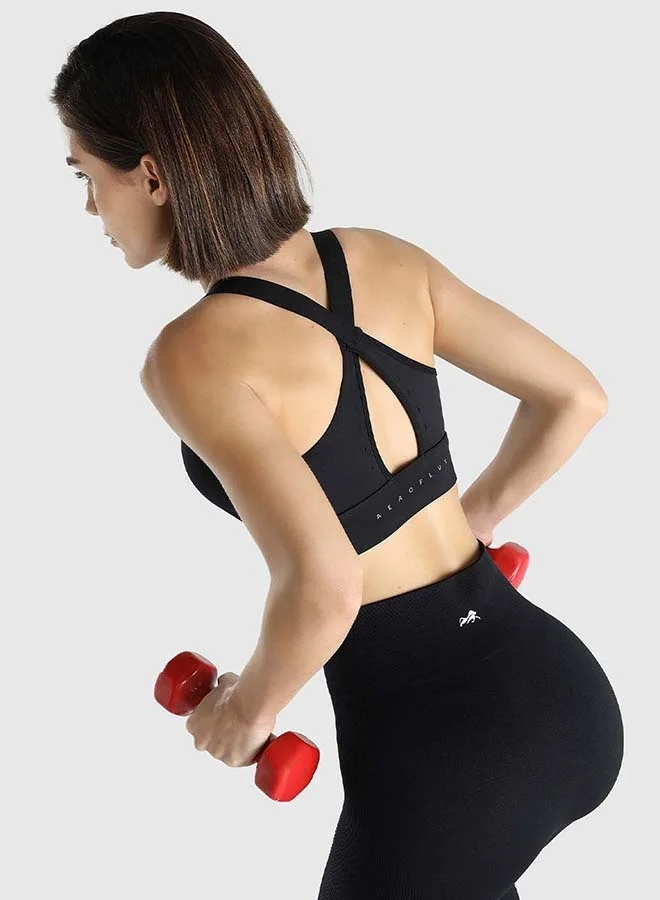 Musclemind Black Women's Cross-back Sports Bra for Women | Best Price UAE