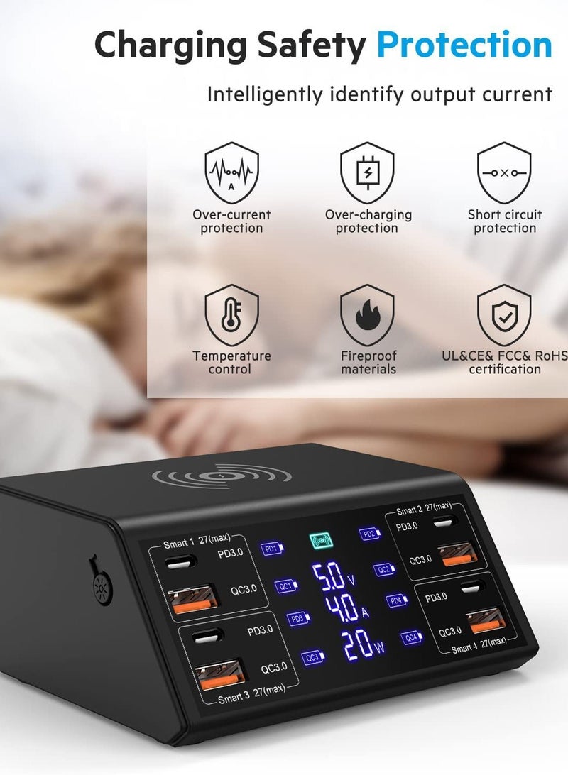 USB charging station, 100W charging station, 8-port charging station, suitable for various devices, multiple USB charger stations, USB C charging stations, compatible with iPhone, Samsung, Huawei  - Image 2