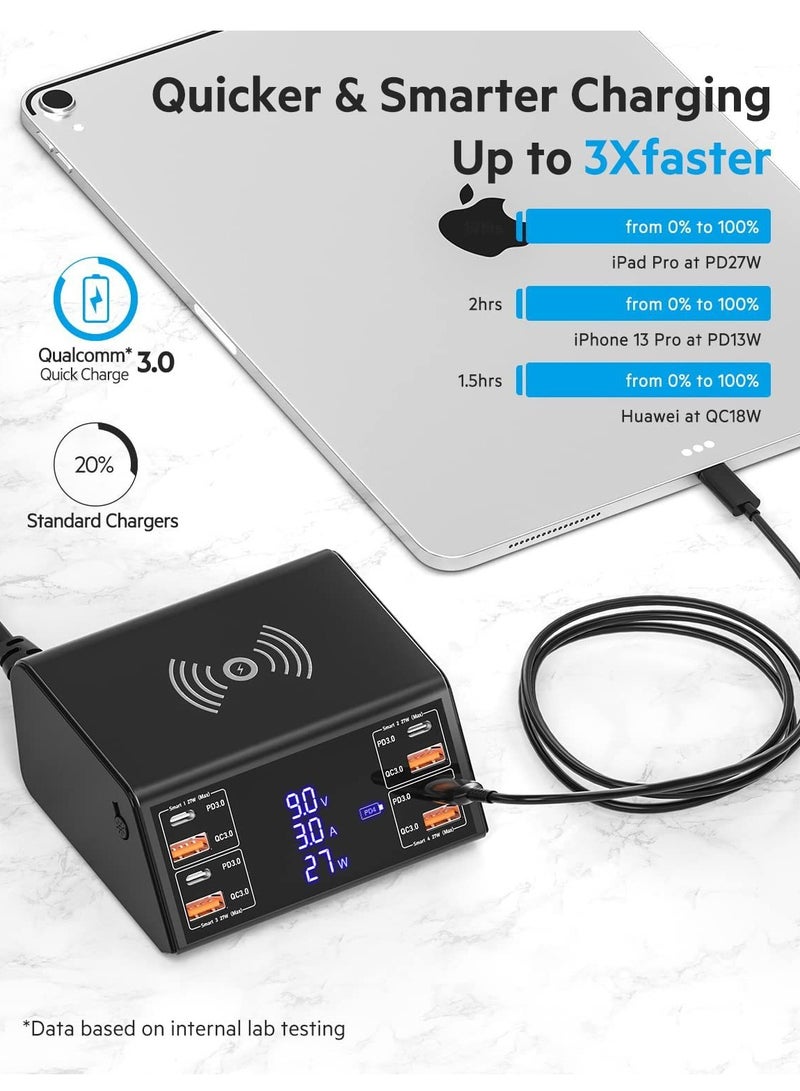 USB charging station, 100W charging station, 8-port charging station, suitable for various devices, multiple USB charger stations, USB C charging stations, compatible with iPhone, Samsung, Huawei  - Image 4