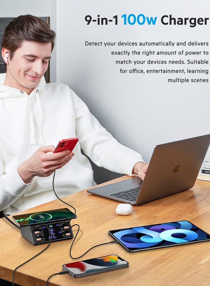 USB charging station, 100W charging station, 8-port charging station, suitable for various devices, multiple USB charger stations, USB C charging stations, compatible with iPhone, Samsung, Huawei  - Image 5