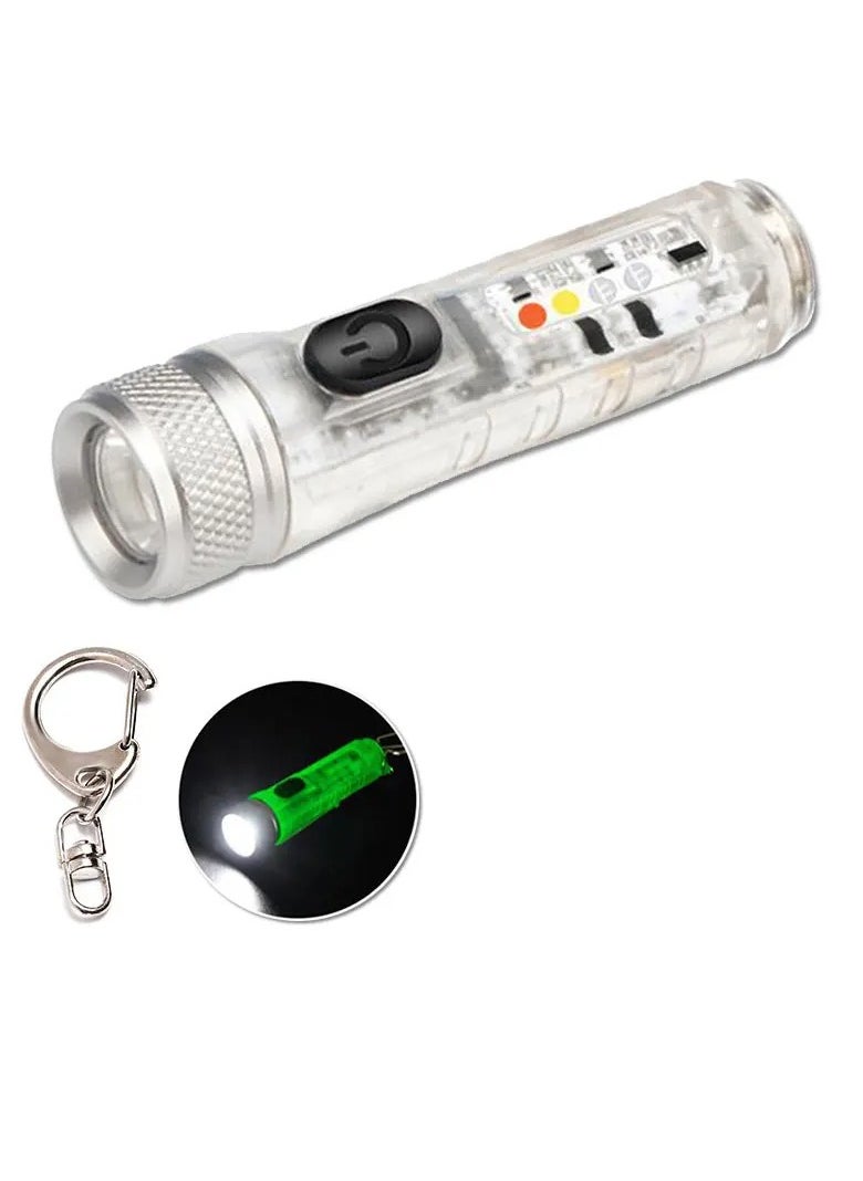 AROAQ Mini Keychain Flashlight, USB Rechargeable Long Range Pocket Torch, Portable Magnetic High Power Camping Lantern, Waterproof Super Bright LED Flashlight For Outdoor Camping Hiking, (1pc, Fluorescent)  - Image 1