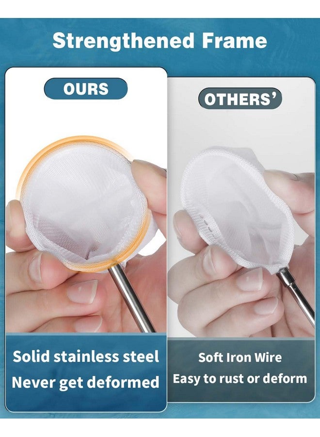 باوفلي شبكة حوض أسماك باوفلاي - شبكة بطول 2 بوصة للروبيان والأسماك الصغيرة بمقبض قابل للتمديد من الفولاذ المقاوم للصدأ للأحواض الصغيرة والبرك - Image 4