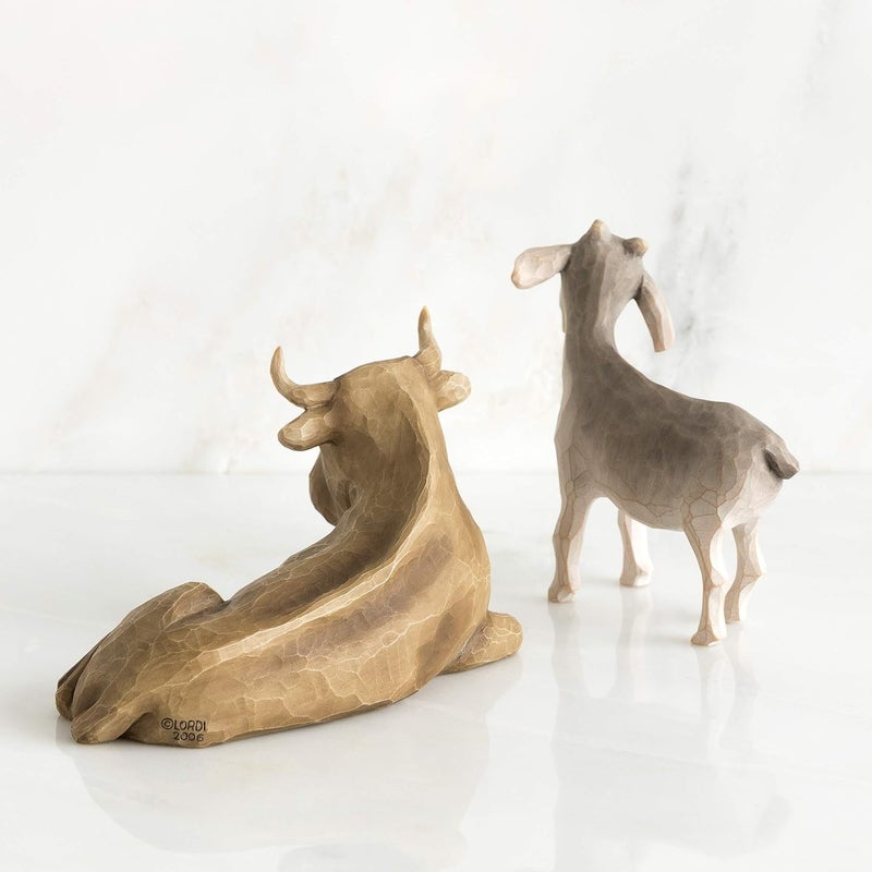 Willow Tree Ox and Goat Figurine Set - Hand-Painted Resin Collectible - Image 2