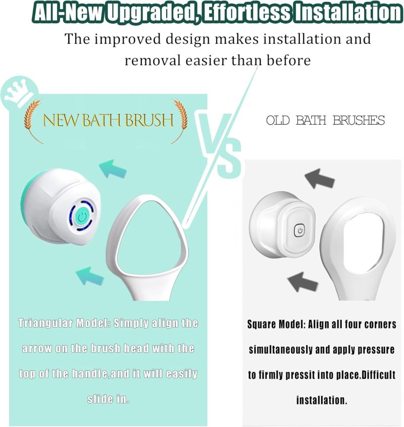 Rechargeable Sound Wave Bath Brush: 5 Detachable Heads Multi-Speed Settings - IPX7 Waterproof Long Handle Exfoliating Brush for Full Body Deep Cleansing Back Exfoliation for Men Women - Image 5