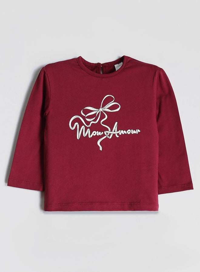 ال سي وايكيكي طقم من قطعتين تيشيرت بناتي مطبوع بياقة دائرية - Image 2