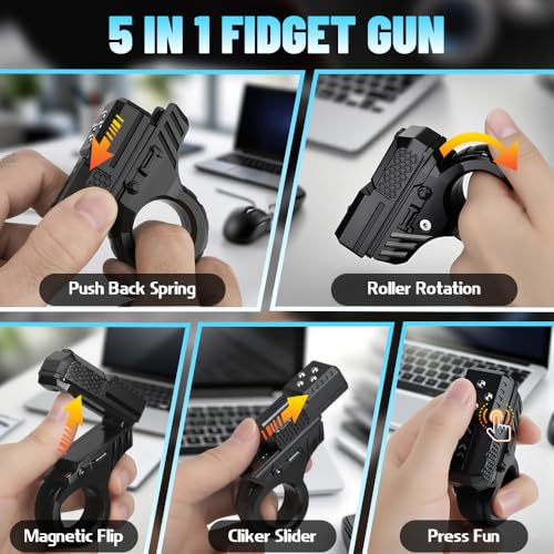 Amarlozn 3D Fidget Slider Toy for Kids Adults Fidget Ring Plastic 5 in 1 EDC Fidget Spinner Desk Toy for Stress Relief Finger Hand Roller Gifts for Office Classroom Boys Men - Image 5