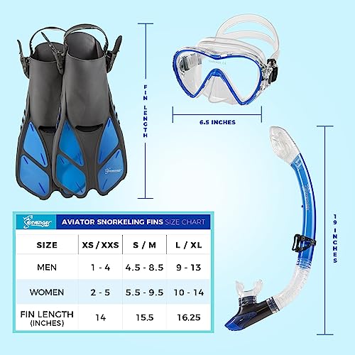 Seavenger Diving Dry Top Snorkel Set with Trek Fin, Single Lens Mask and Gear Bag, L/XL - Size 9 to 13, Gray/Black - Image 5
