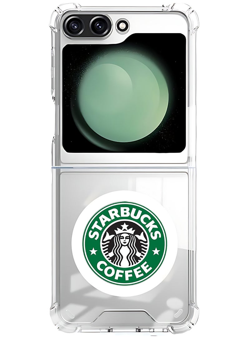 Theodor Magnetic Case for Samsung Galaxy Z Flip 6 Compatible with MagSafe Wireless Charging, Shockproof Phone Bumper Cover Starbuck logo - Image 1