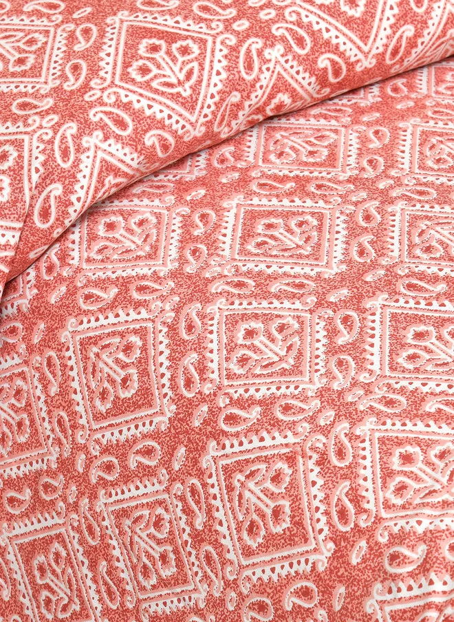 CLOTHOLOGY CLOTHOLOGY Red Ethnic Motifs Cotton 180 TC King Fine Bedsheet with 2 Pillow Covers