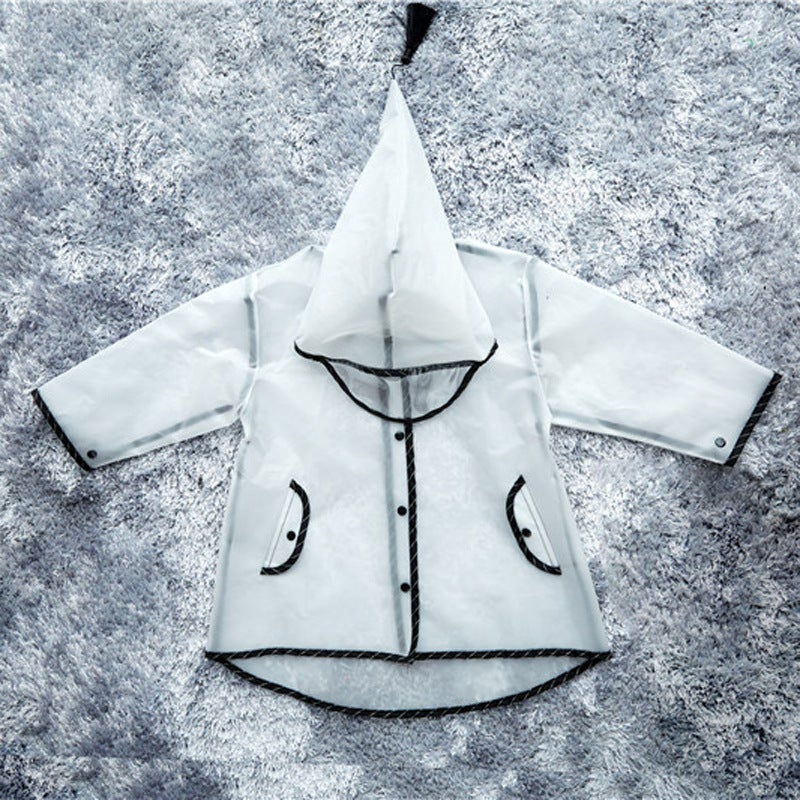 Ins Popular Kidsren'S Boys And Girls Hooded Tassel Transparent Raincoat Thickeneded 18 Silk Eva Raincoat Pointed Hat Large Brim - Image 4