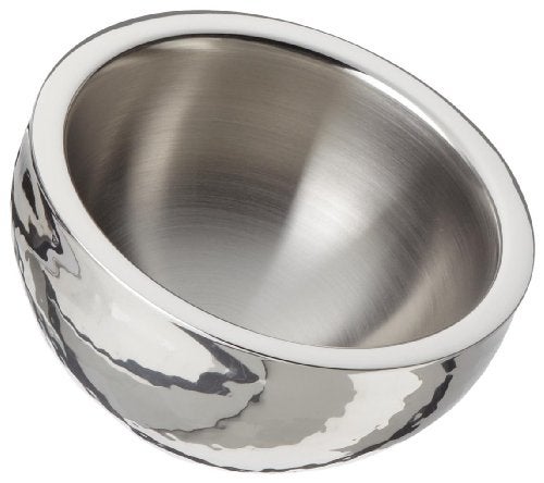 Elegance Hammered 6Inch Stainless Steel Dual Angle Doublewall Serving Bowl Silver - Image 1