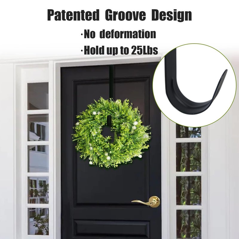 Gamexcel 12"" Wreath Hanger For Front Door - Large Wreath Metal Hook For Christmas Wreath Over The Door Single Hook  Black - Image 5