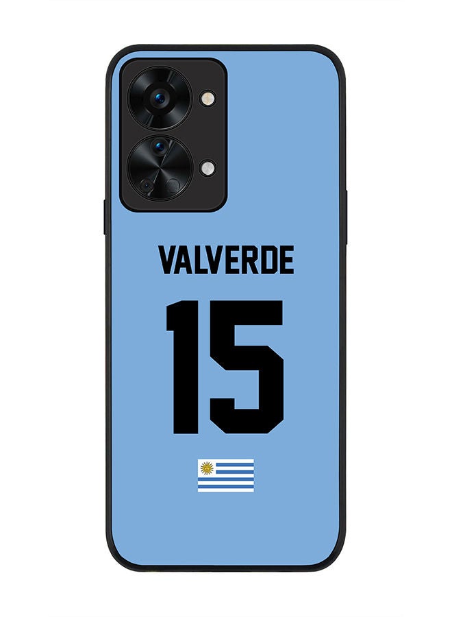 Stylizedd Rugged Black edge case for OnePlus Nord 2T Slim fit Soft Case Flexible Rubber Edges Anti Drop TPU Gel Thin Cover - Football Team - Uruguay Player Name - Valverde - Image 1